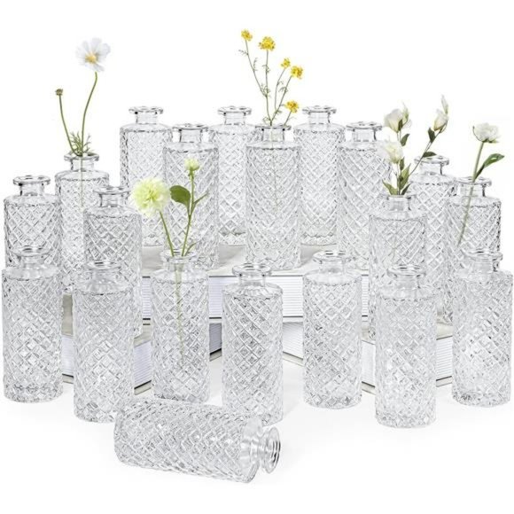 Accents Clear Glass Bud Vase 2 Pack Living Bud Vases Small Diamond